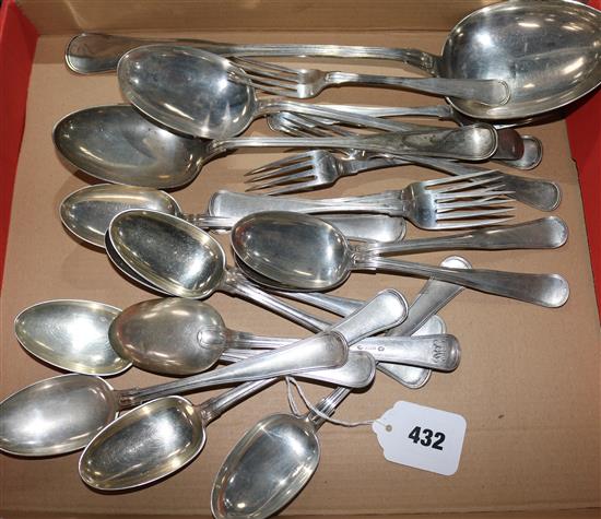 Nineteen assorted items of Danish silver cutlery including a hash spoon, 46 oz.